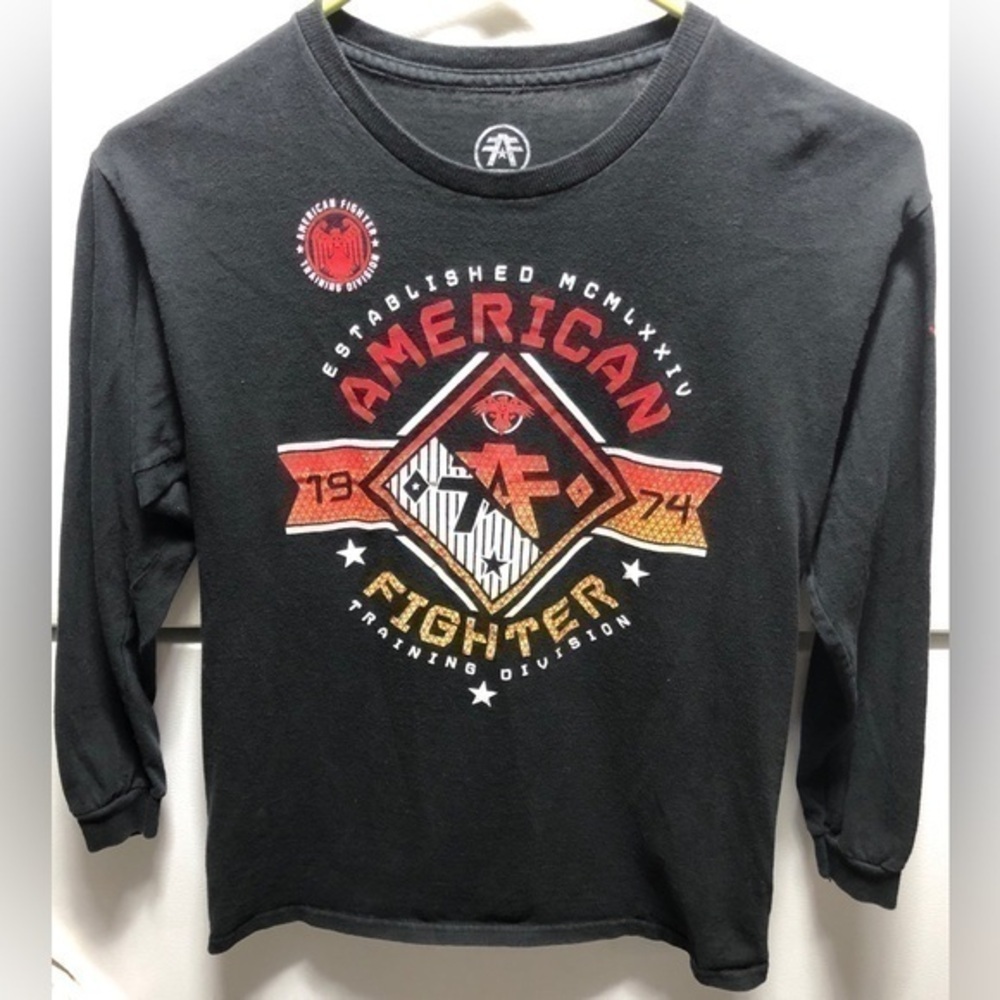🪽American Fighter Black Cotton Long Sleeve T-shirt​